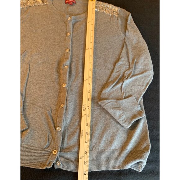 Merona Womens Size XXLarge Grey Cardigan With Sequin Shoulders - Picture 6 of 10